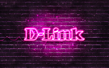 D-Link purple logo, , purple brickwall, D-Link logo, brands, D-Link neon logo, D-Link HD wallpaper