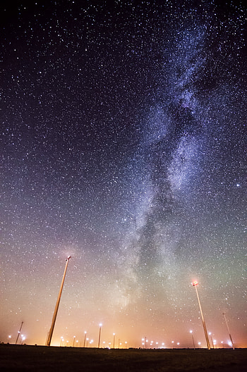 Landscape, Nature, Night, Lights, Shine, Light, Starry Sky, Lanterns HD phone wallpaper
