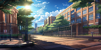 Serene Anime City School Street – Aesthetic Solo Walk, school, alone, street, aesthetic, city, Anime, Original, aesthetic anime, anime city HD wallpaper