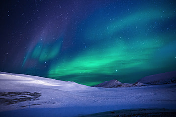 Aurora borealis, night, lights, landscape, sky HD wallpaper