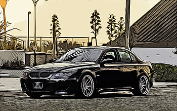 BMW M5 E60, , vector art, BMW M5 E60 drawing, creative art, BMW M5 E60 art, vector drawing, BMW M5, E60, abstract cars, car drawings, BMW HD wallpaper