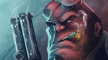 Hellboy With Gun , hellboy, superheroes, artwork, artist, behance HD wallpaper