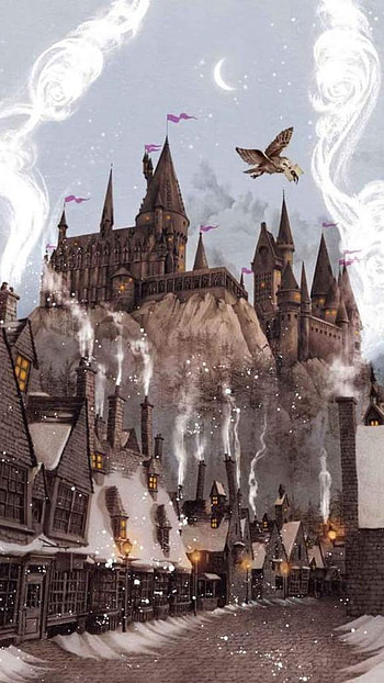 Hogwarts Winter, sky, art, HP HD phone wallpaper