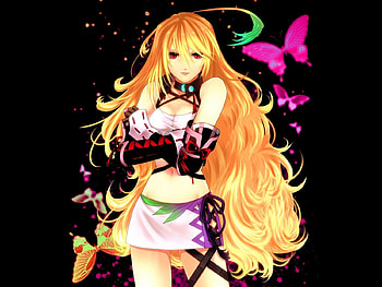 Milla Maxwell, milla, blond hair, black, blonde, tales of xillia, cute, long hair, beauty, lady, abstract, butterfly, maiden, sinister, game, , blonde hair, female, sexy, blond, hot, girl, beautiful, dark, anime girl, anime, video game, serious, rpg HD wallpaper
