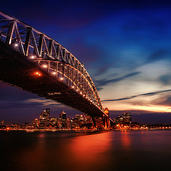 Sydney Harbor Bridge, City lights, iPad HD phone wallpaper