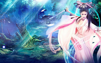 Pure beauty, sword, fantasy, art, woman HD wallpaper