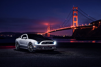 Ford Mustang Golden Gate Bridge, ford-mustang, cars, 2018-cars HD wallpaper