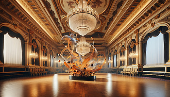 Elegant Ballroom - Grand Chandelier and Luxurious Interiors, ballroom, interior design, chandelier HD wallpaper