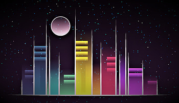 Colorful, buildings, city, minimal, art HD wallpaper
