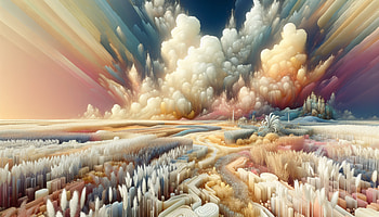 Surreal Landscape - Dreamy Clouds and Fantasy Terrain, abstract landscape, cloud, surreal, colorful HD wallpaper