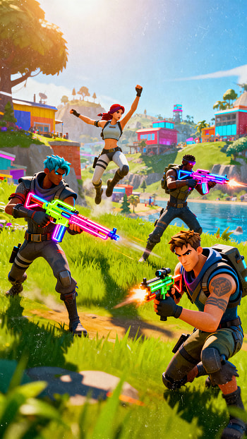 Fortnite Neon Squad — , Fortnite, video game HD phone wallpaper