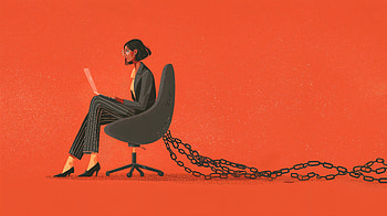 Ultra : Woman Bound by 9 to 5 Job Chains, woman, 9 to 5 job, chain, laptop HD wallpaper
