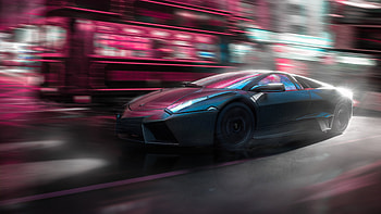 Lamborghini Reventon, blue, sportscar, art HD wallpaper
