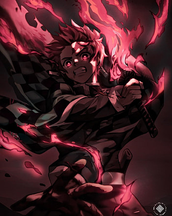 Demon slayer, red HD phone wallpaper