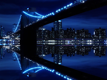 City, , Brooklyn Bridge, Bridge, Cityscape, Light, New York, Reflection, Bridges HD wallpaper