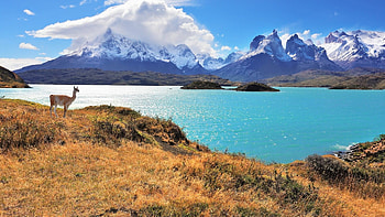 Torres del Paine National Park, Snowy mountains, Reflective lakes, Sky's beauty HD wallpaper