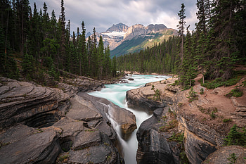 Mt. Sarbach, Banff N.P., Alberta, Canada, nature, forest, canada, mountain, river HD wallpaper