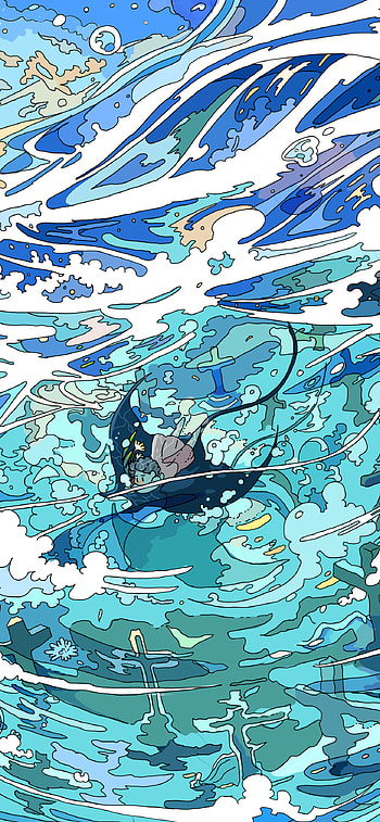 Submerged Epitaph — Anime Graveyard, Anime, underwater HD phone wallpaper
