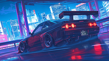 JDM Anime Car Ultra : A Night in the City, JDM, anime car, car, sports car, cityscape HD wallpaper