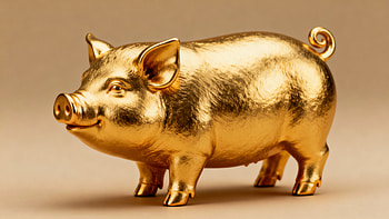 Gilded Piglet —, Gold, Statue, Figurine HD wallpaper