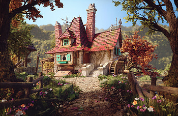 this old house, trees, well, house, home, flowers HD wallpaper