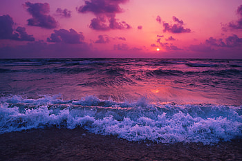 Sunset Waves Red , waves, sunset, nature, red HD wallpaper