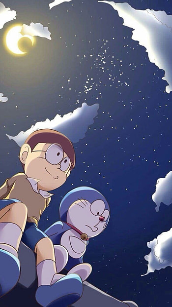 Nobita Doraemon, Night Background, clouds HD phone wallpaper