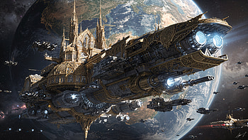 Celestial Cathedral Spaceship —, Spaceship HD wallpaper