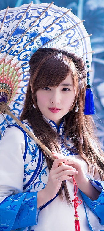 umbrella, Taiwanese, asian, model, woman HD phone wallpaper