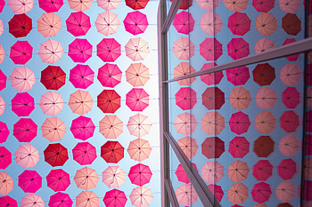 Pinkish umbrella, reflections, decoration HD wallpaper