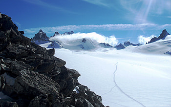 Nature, Stones, Sky, Mountains, Sun, Snow, Avalanche HD wallpaper