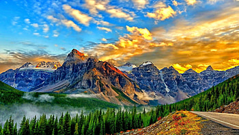 Banff National Park, Alberta, lakes, clouds, clors, sky, canada, mountains, rocky mountains HD wallpaper