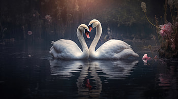 Swans Love, swan, birds, love HD wallpaper