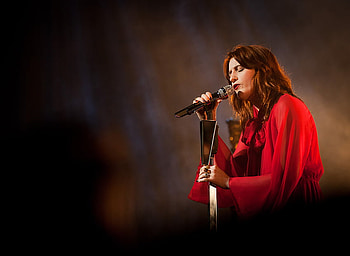 Florence and The Machine, music, glitter, singer, red hair, girl, woman HD wallpaper