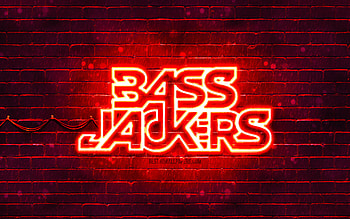 Bassjackers red logo, , superstars, dutch DJs, red brickwall, Bassjackers logo, Marlon Flohr, Ralph van Hilst, Bassjackers, music stars, Bassjackers neon logo HD wallpaper