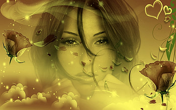 She is in the Clouds, abstract, fantasy, woman, dream HD wallpaper