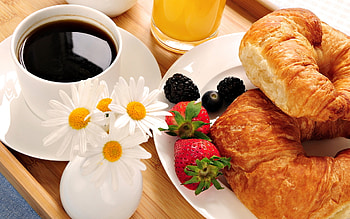 Food, Strawberry, Croissants, Berries HD wallpaper