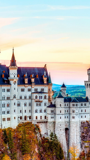 Neuschwanstein Castle, Alps, Autumn, Sky HD phone wallpaper