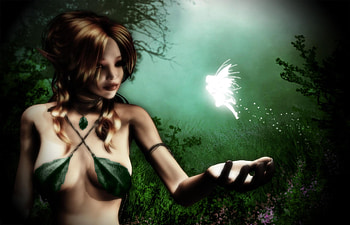 Elf & Fairy, fairy, elf, fantasy, 3d HD wallpaper