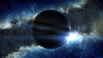 Galactic Horizon, galaxies, planets, 3d, space, stars, moons HD wallpaper