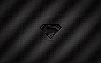 Superman carbon logo, , grunge art, carbon background, creative, Superman black logo, superheroes, Superman logo, Superman HD wallpaper