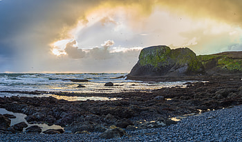 Nature, Sunset, Sky, Rocks, Coast, Cliff HD wallpaper