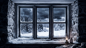 Snowbound Window —, Winter, Forest HD wallpaper