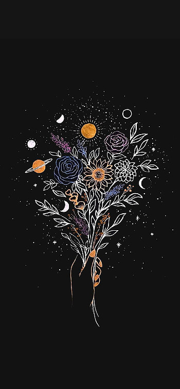 Flowers, art, midnight HD phone wallpaper