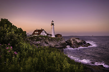 Lighthouse, nature, cliff, coast HD wallpaper