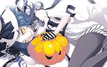 Halloween girl, marmalade, white, black, girl, orange, halloween, anime, yellow, manga HD wallpaper