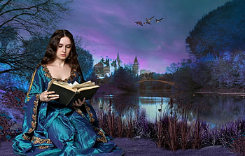 •ღ✿ღ•, read, book, fantasy, art, girl, fantasy land HD wallpaper