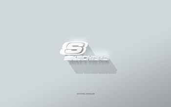 Skechers logo, white background, Skechers 3d logo, 3d art, Skechers, 3d Skechers emblem HD wallpaper