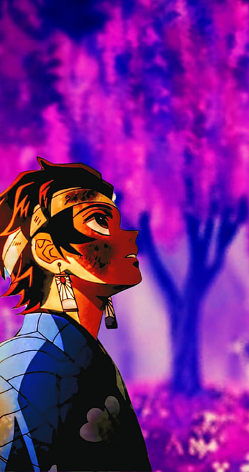Tanjiro, magenta, hair HD phone wallpaper