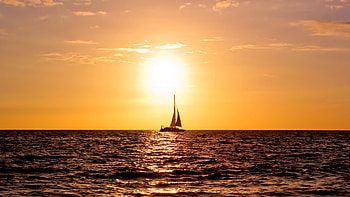 Golden Sunset Sailing, sea, sailing, sailboat, sunset HD wallpaper